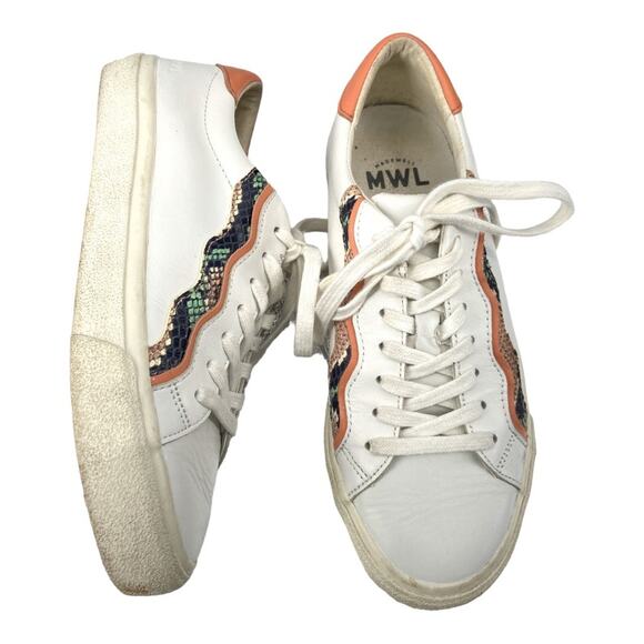 Madewell Sidewalk Low-Top Sneakers in‎ Snake Embossed Leather Women’s 8 - Picture 2 of 7